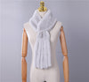 New Winter Women's Genuine Real Rex Rabbit Fur Hand Knitted Scarf Scarfs Cowl Ring Scarves Wraps Snood Street Fashion Tassel