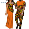 African Dresses for Women Bazin  Mens Shirt and Pants Sets Lover Couples Clothes Print Yarn Dress African Design Clothing WYQ126