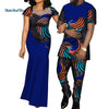 African Dresses for Women Bazin  Mens Shirt and Pants Sets Lover Couples Clothes Print Yarn Dress African Design Clothing WYQ126