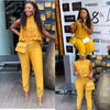 High street yellow hollow out 2 piece set women sleeveless short top and long pants fashion female outfit LTZ008