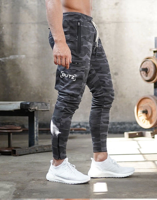 Men's jogging pocket design sweatpants New cotton camouflage men's fitness