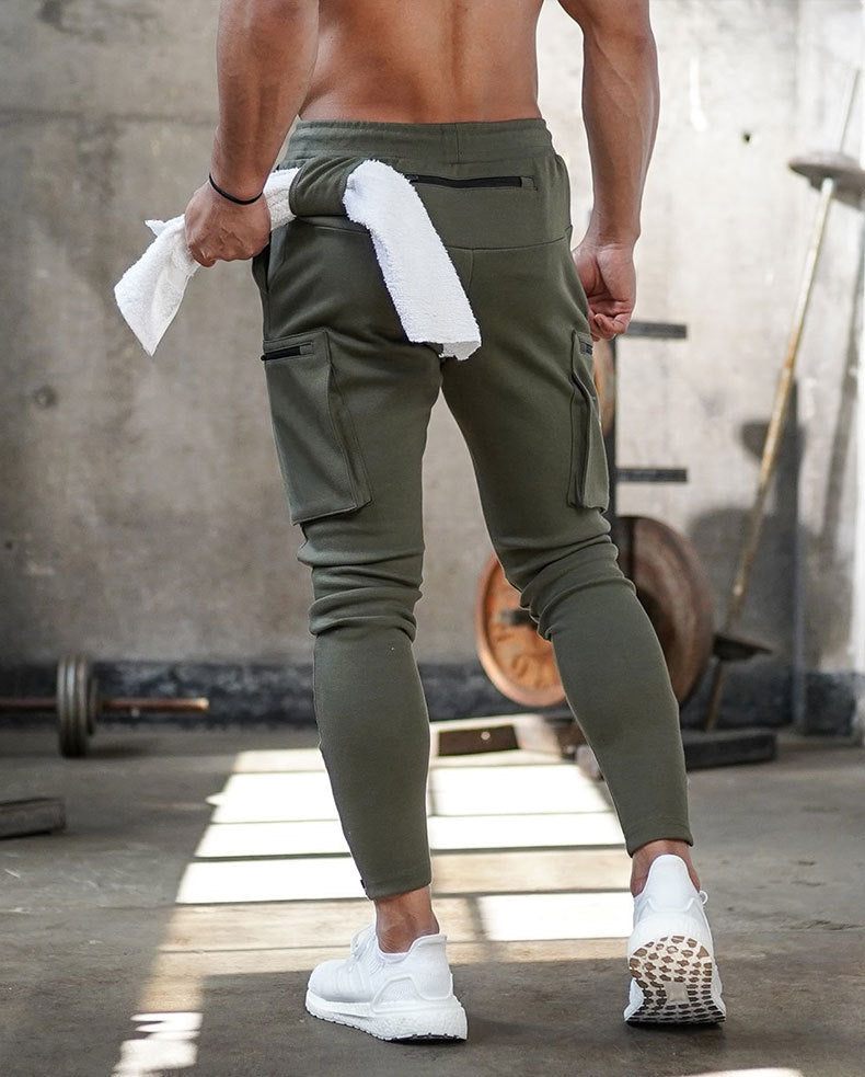 Men's jogging pocket design sweatpants New cotton camouflage men's fitness