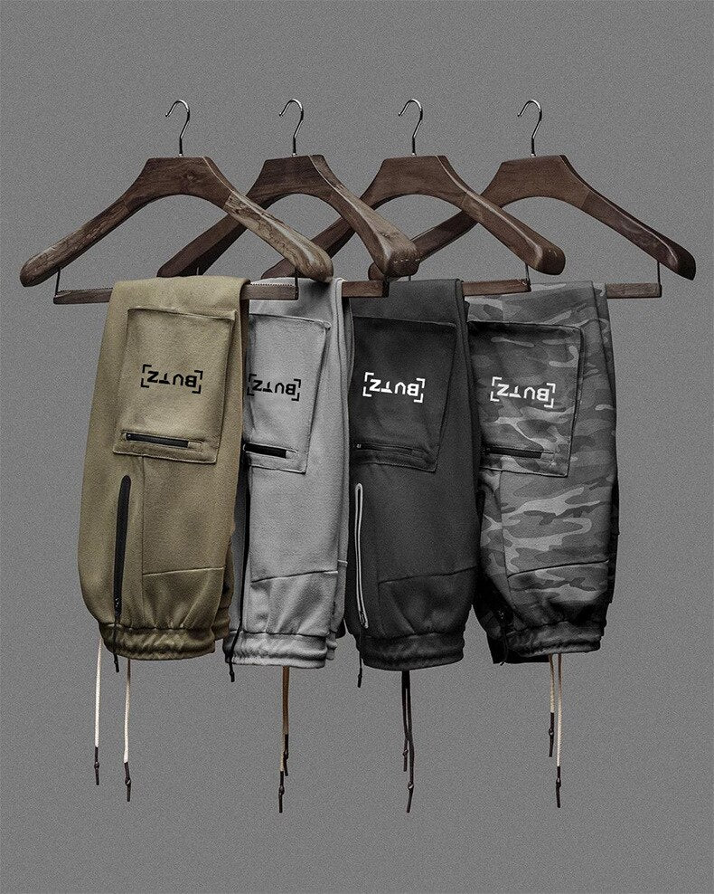 Men's jogging pocket design sweatpants New cotton camouflage men's fitness