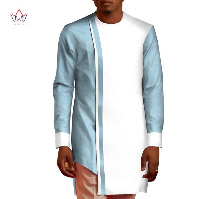 Summer Men Patchwork Top Tees African Clothes Bazin Riche African Design Clothing Casual 100% Cotton Mens Top Shirts  WYN552