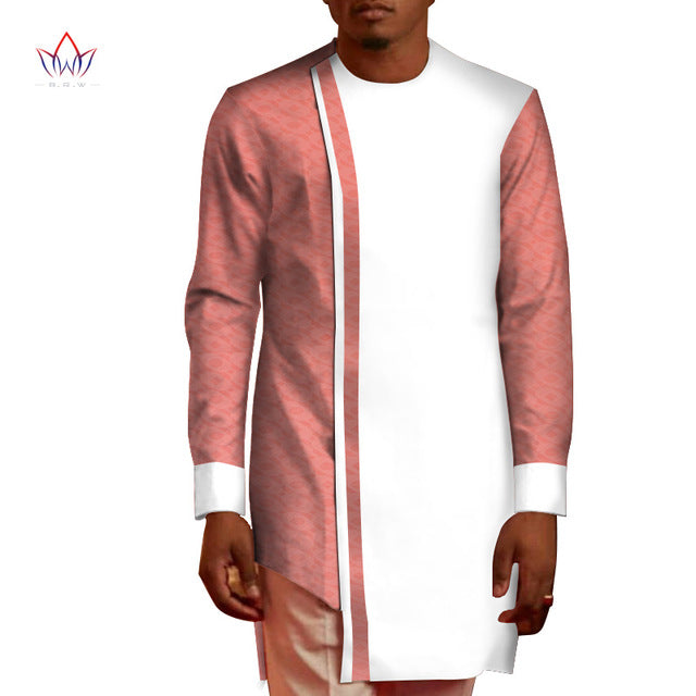 Summer Men Patchwork Top Tees African Clothes Bazin Riche African Design Clothing Casual 100% Cotton Mens Top Shirts  WYN552