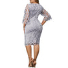 6XL Elegant Women Dress Plus Size Transparent Seven Sleeve Party Dress Autumn Ladies Knee-Length Dress Fall Retro vestidos D30