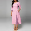 OTEN Midi Dress Women Plaid Office Plus Size Patchwork 2019 Autumn New Elegant Pocket Button O-Neck Party Work Loose Female Robe