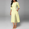 OTEN Midi Dress Women Plaid Office Plus Size Patchwork 2019 Autumn New Elegant Pocket Button O-Neck Party Work Loose Female Robe