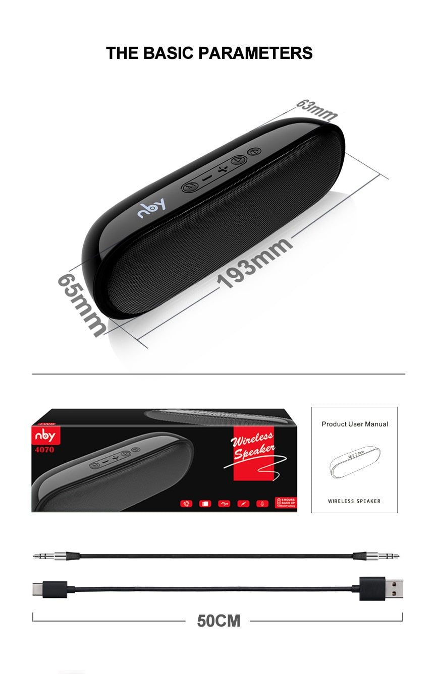 NBY 4070 Portable Bluetooth Speaker Wireless Speaker Stereo Music Surround Loudspeaker Support TF FM Radio Subwoofer Box