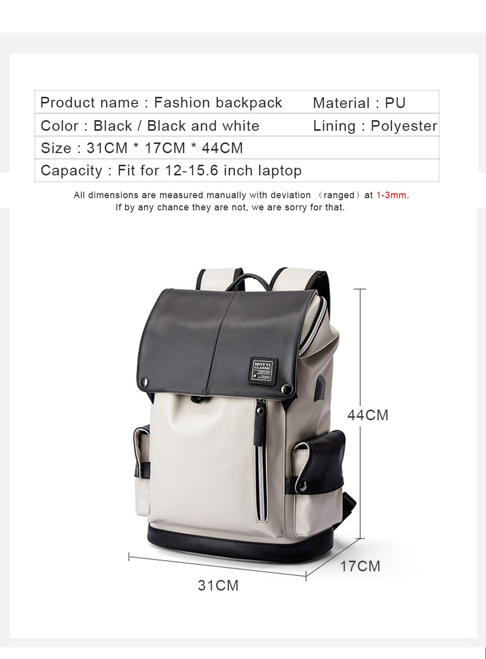 Fashion Men Backpacks Male PU Leather Backpack Laptop 15.6 Inch Women Female Bags Boys Girls Student Casual USB Charging Bagpack