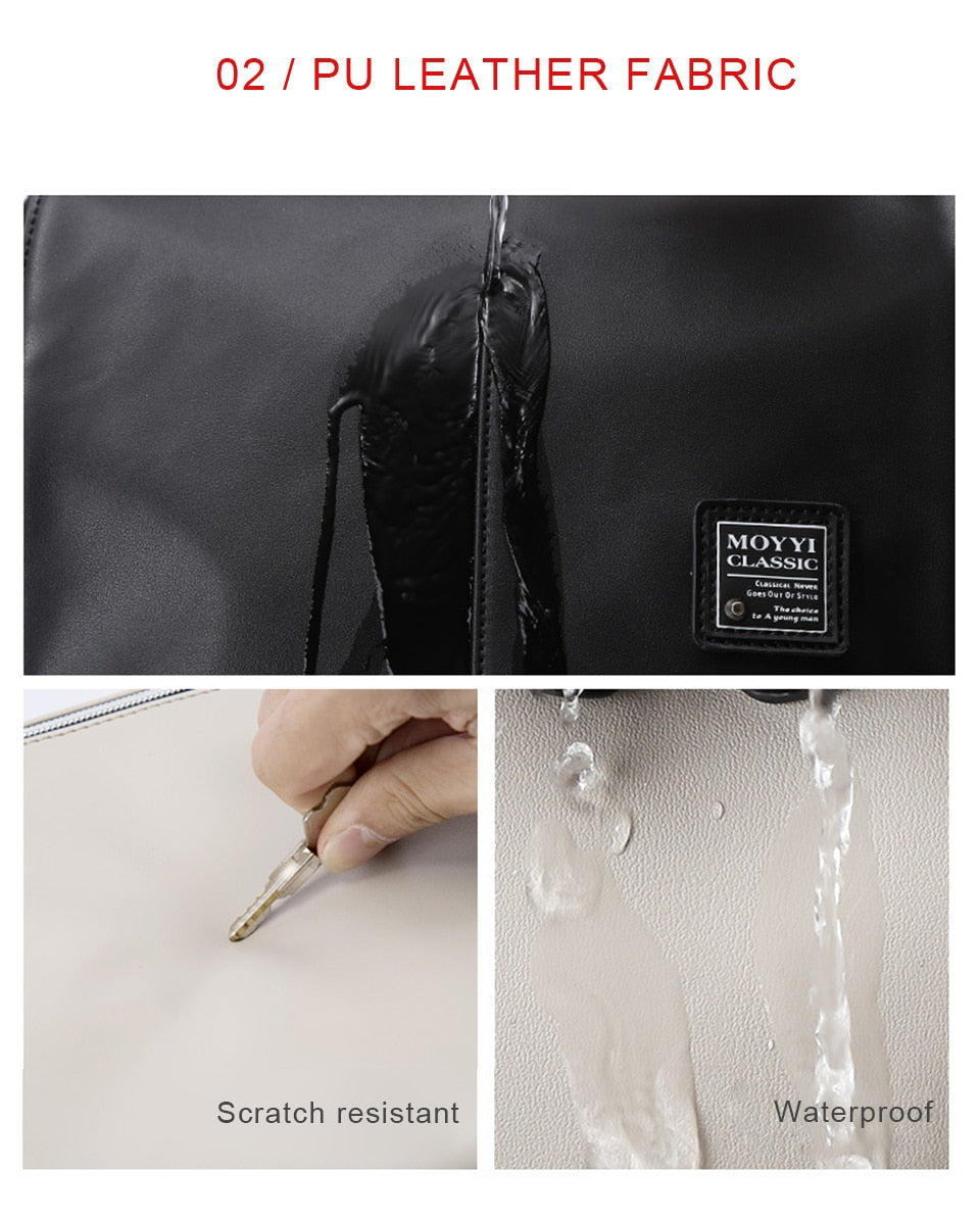 Fashion Men Backpacks Male PU Leather Backpack Laptop 15.6 Inch Women Female Bags Boys Girls Student Casual USB Charging Bagpack