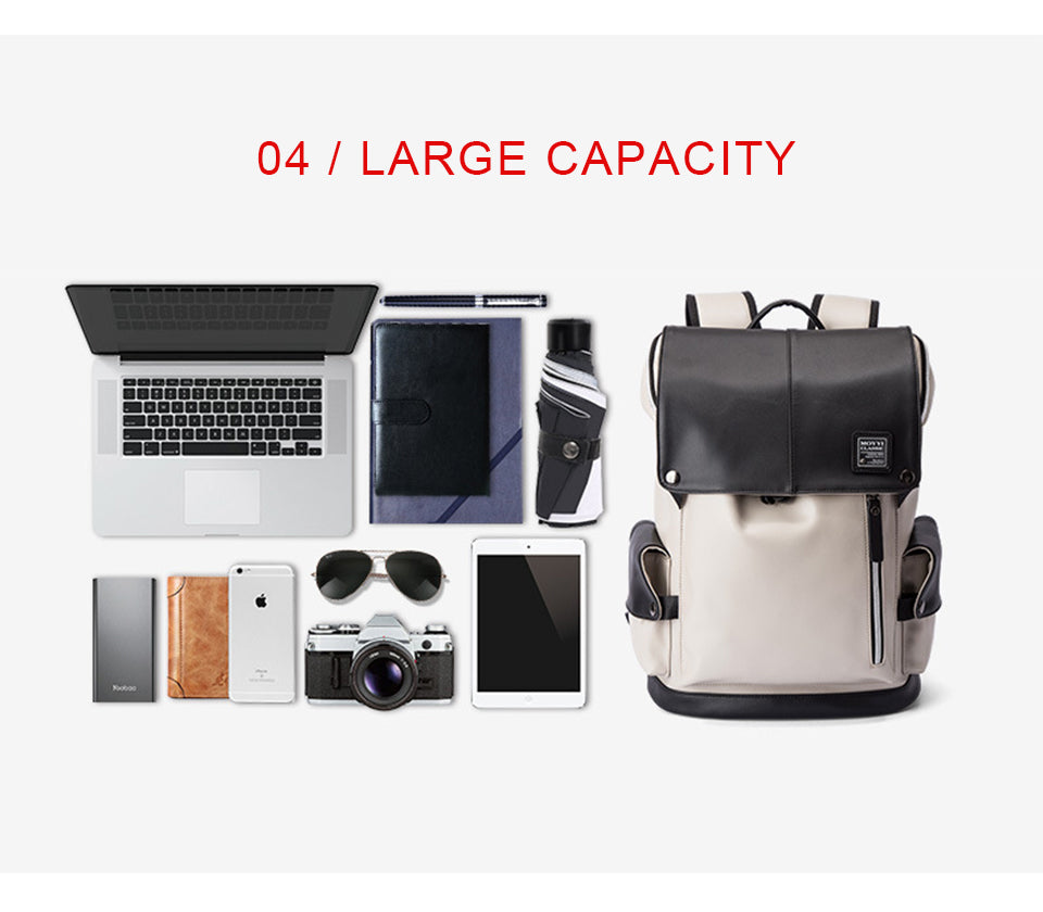 Fashion Men Backpacks Male PU Leather Backpack Laptop 15.6 Inch Women Female Bags Boys Girls Student Casual USB Charging Bagpack