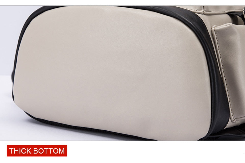 Fashion Men Backpacks Male PU Leather Backpack Laptop 15.6 Inch Women Female Bags Boys Girls Student Casual USB Charging Bagpack