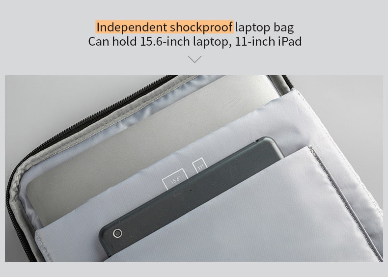 Kingsons 2020 New Anti-thief Fashion Men Backpack Multifunctional Waterproof 15.6 inch Laptop Bag Man USB Charging Travel Bag