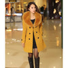 Large Size Woolen Coat Korean Version Mid-Long Big Fur Collar Woolen Windbreaker Autumn Winter Fashion Woolen Outerwear Belt 953