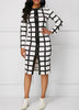 2019 Plus Size Fashion Women Dress 5xl New Autumn And Winter Dress Casual Black And White Plaid Zipper Slim Office Tight Dress