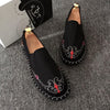 Embroidered Men's Casual Loafers Summer Fashion Slip on Male Canvas Shoes Lightweight Breathable Flat Shoes