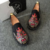 Embroidered Men's Casual Loafers Summer Fashion Slip on Male Canvas Shoes Lightweight Breathable Flat Shoes