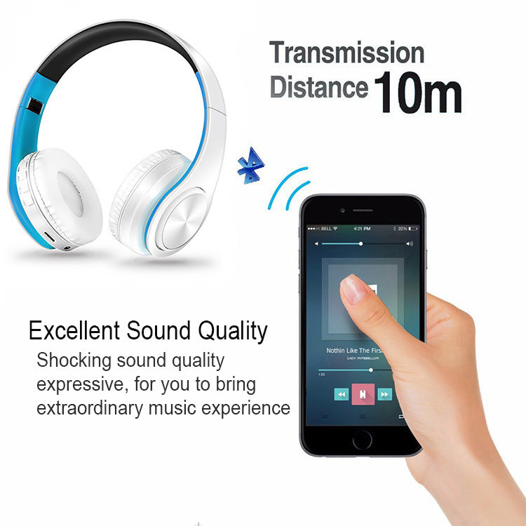 New Portable Wireless Headphones Bluetooth Stereo Foldable Headset Audio Mp3 Adjustable Earphones with Mic for Music