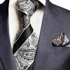 GUSLESON New Paisley Jacquard Woven Silk Mens Tie Handkerchief Set Neck Tie 8cm Striped Ties for Men Suit Business Wedding