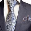 GUSLESON New Paisley Jacquard Woven Silk Mens Tie Handkerchief Set Neck Tie 8cm Striped Ties for Men Suit Business Wedding