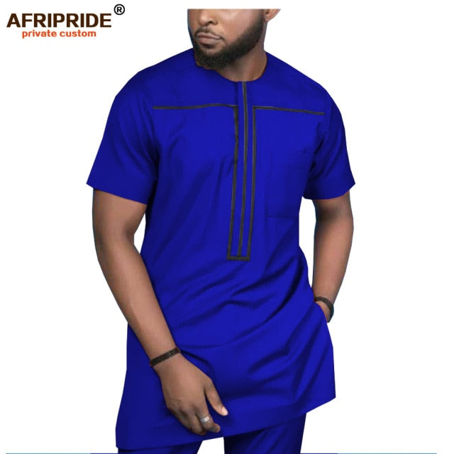 2019 African Clothing for Men Tracksuit Dashiki Shirts and Print Pants Traditional Set Outfits Wear Sweatsuit AFRIPRIDE A1916051