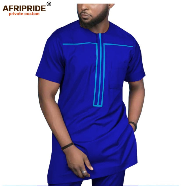2019 African Clothing for Men Tracksuit Dashiki Shirts and Print Pants Traditional Set Outfits Wear Sweatsuit AFRIPRIDE A1916051