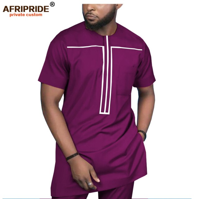 2019 African Clothing for Men Tracksuit Dashiki Shirts and Print Pants Traditional Set Outfits Wear Sweatsuit AFRIPRIDE A1916051