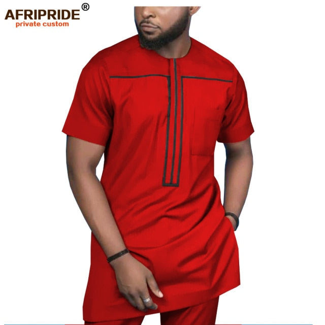 2019 African Clothing for Men Tracksuit Dashiki Shirts and Print Pants Traditional Set Outfits Wear Sweatsuit AFRIPRIDE A1916051