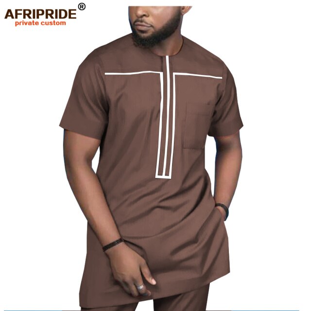 2019 African Clothing for Men Tracksuit Dashiki Shirts and Print Pants Traditional Set Outfits Wear Sweatsuit AFRIPRIDE A1916051