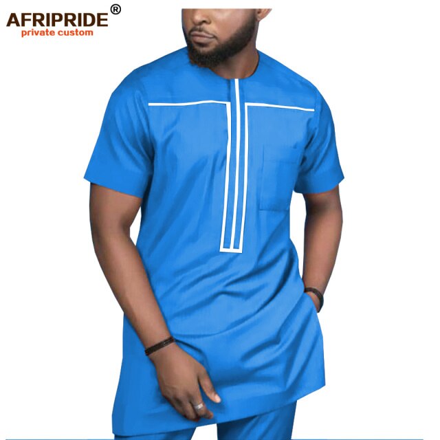 2019 African Clothing for Men Tracksuit Dashiki Shirts and Print Pants Traditional Set Outfits Wear Sweatsuit AFRIPRIDE A1916051