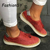 Hollow Out Women's Shoes Hand-stitched Striped Breathable Elastic Band Retro Casual Flat Suitable Wide Leg Women's Sneaker