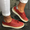 Hollow Out Women's Shoes Hand-stitched Striped Breathable Elastic Band Retro Casual Flat Suitable Wide Leg Women's Sneaker