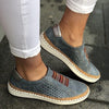 Hollow Out Women's Shoes Hand-stitched Striped Breathable Elastic Band Retro Casual Flat Suitable Wide Leg Women's Sneaker
