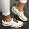 Hollow Out Women's Shoes Hand-stitched Striped Breathable Elastic Band Retro Casual Flat Suitable Wide Leg Women's Sneaker