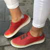 Hollow Out Women's Shoes Hand-stitched Striped Breathable Elastic Band Retro Casual Flat Suitable Wide Leg Women's Sneaker