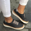 Hollow Out Women's Shoes Hand-stitched Striped Breathable Elastic Band Retro Casual Flat Suitable Wide Leg Women's Sneaker