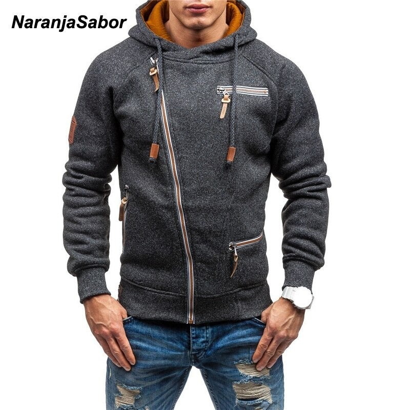 NaranjaSabor Mens Hoodie New Autumn Side Zipper Sweatshirts Men's Casual Hooded Hoodies Long Sleeve Male Brand Clothing 3XL N630