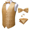 Formal Dress Gold Blue Black Paisley Wedding Suit Vest Formal Business Men Tuxedo Waistcoat Vest Suit Bow Tie Set DiBanGu