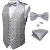 Formal Dress Gold Blue Black Paisley Wedding Suit Vest Formal Business Men Tuxedo Waistcoat Vest Suit Bow Tie Set DiBanGu