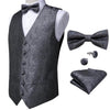 Formal Dress Gold Blue Black Paisley Wedding Suit Vest Formal Business Men Tuxedo Waistcoat Vest Suit Bow Tie Set DiBanGu