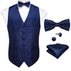 Formal Dress Gold Blue Black Paisley Wedding Suit Vest Formal Business Men Tuxedo Waistcoat Vest Suit Bow Tie Set DiBanGu