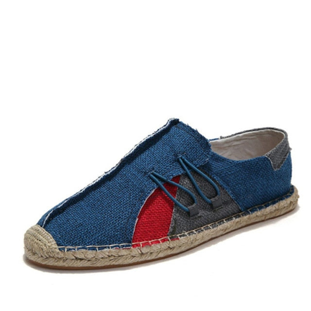 Spring Autumn Hemp Wrap Mens Casual Espadrilles Shoes Man Breathable Canvas Flat Shoes Male Fashion Sewing Slip On Loafers