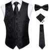 Fashion Silk Suit Vest Formal Dress Vest Fitness Sleeveless Jacket Wedding Waistcoat Bow Tie Necktie Pocket Square Set DiBanGu