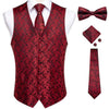 Fashion Silk Suit Vest Formal Dress Vest Fitness Sleeveless Jacket Wedding Waistcoat Bow Tie Necktie Pocket Square Set DiBanGu