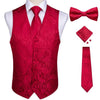 Fashion Silk Suit Vest Formal Dress Vest Fitness Sleeveless Jacket Wedding Waistcoat Bow Tie Necktie Pocket Square Set DiBanGu