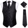 Fashion Silk Suit Vest Formal Dress Vest Fitness Sleeveless Jacket Wedding Waistcoat Bow Tie Necktie Pocket Square Set DiBanGu