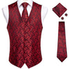 Fashion Silk Suit Vest Formal Dress Vest Fitness Sleeveless Jacket Wedding Waistcoat Bow Tie Necktie Pocket Square Set DiBanGu