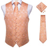 Fashion Silk Suit Vest Formal Dress Vest Fitness Sleeveless Jacket Wedding Waistcoat Bow Tie Necktie Pocket Square Set DiBanGu