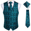 Fashion Silk Suit Vest Formal Dress Vest Fitness Sleeveless Jacket Wedding Waistcoat Bow Tie Necktie Pocket Square Set DiBanGu